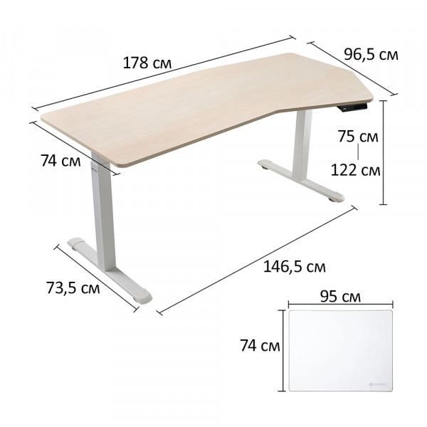 Eureka Ergonomic EDI HTG Unique Shape Office Standing Desk, Maple White  